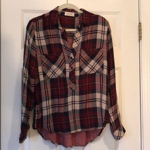 Bella Dahl half button down plaid shirt